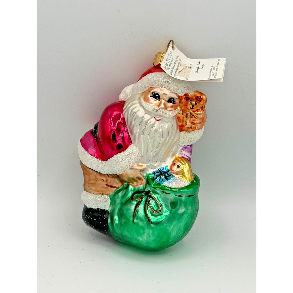 Christopher Radko Santa w Toys Glass Christmas Ornament 1994 Vintage Large 7"